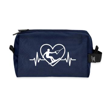 Wakeboard Sport Wakeboarder Herz - Recycelte Kulturtasche - Navy - Vorne