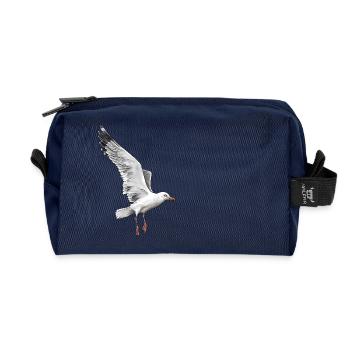 Herring gull in flight - Recycled Toiletry Zip Bag - navy - Front