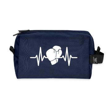 Heartbeat Boxing - Recycled Toiletry Zip Bag - navy - Front