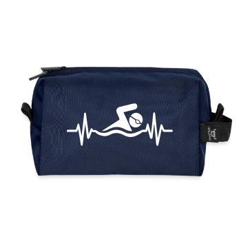 Heart Beat Swimming Pool Swimmer Swimmer - Recycled Toiletry Zip Bag - navy - Front