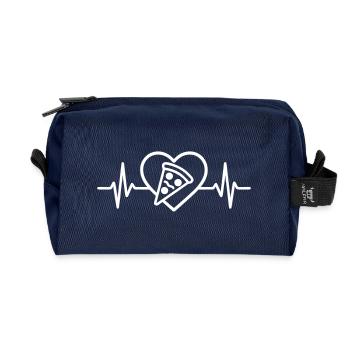 Pizza Part Heart - Recycled Toiletry Zip Bag - navy - Front