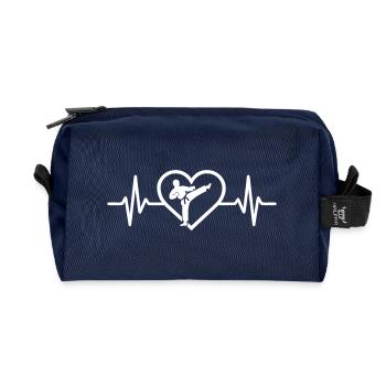Karate Silhouette Kämpfer Herz Karateka - Recycelte Kulturtasche - Navy - Vorne