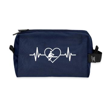 Rowing Heart Rowing Machine - Recycled Toiletry Zip Bag - navy - Front