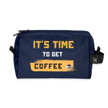 Es ist Zeit für Kaffee - Recycelte Kulturtasche - Navy - Vorne