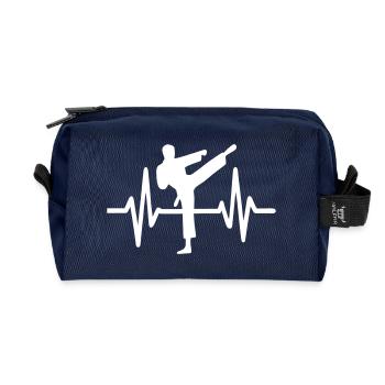 Heartbeat Karate Sport Humor - Recycled Toiletry Zip Bag - navy - Front