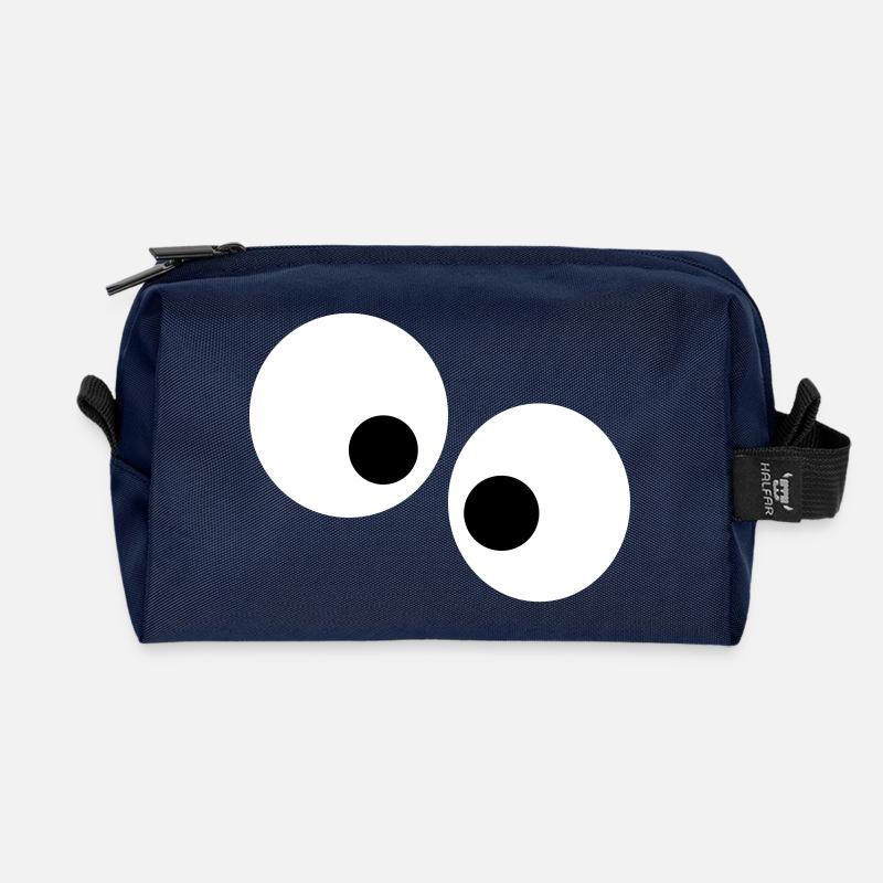 Lustige Augen - Recycelte Kulturtasche - Navy