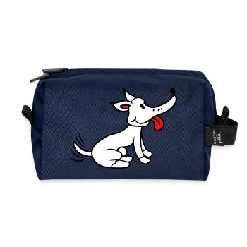 Hund Wedelt Aufgeregt Süß Glücklich Schwänzchen - Recycelte Kulturtasche - Navy - Vorne