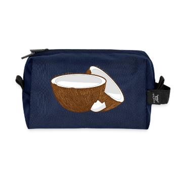 Coconut Halves – Tropical Fruit Motif - Recycled Toiletry Zip Bag - navy - Front