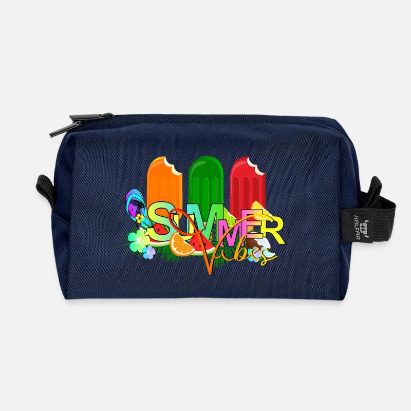 Summer Vibes - Recycled Toiletry Zip Bag - navy