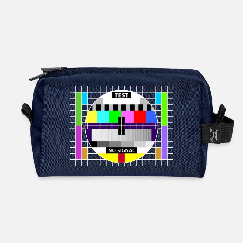 Testbild Fernsehen Bildschirm Sendeschluss Display - Recycelte Kulturtasche - Navy