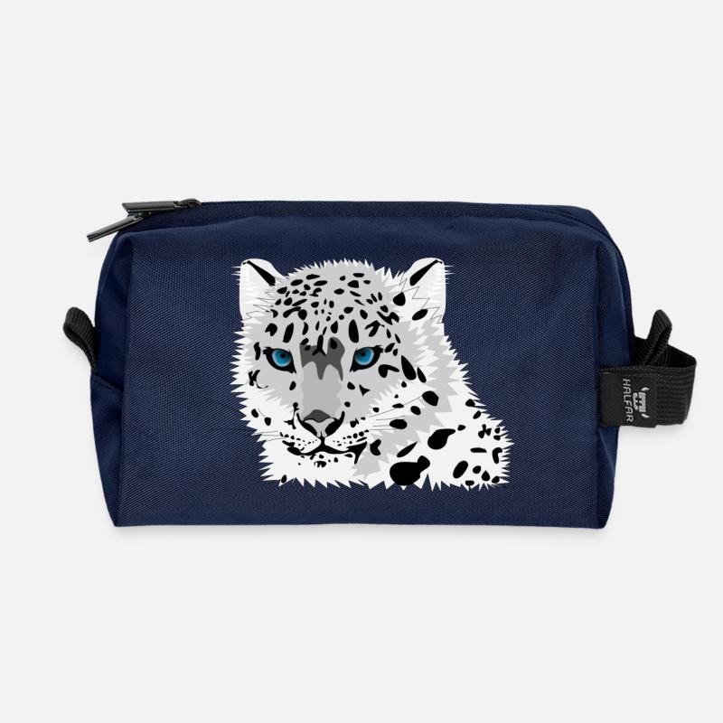 Schneeleopard - Recycelte Kulturtasche - Navy