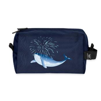 poisson baleine bleu vif dans l’océan avec fontaine - Trousse de toilette en tissu recyclé - marine - Devant