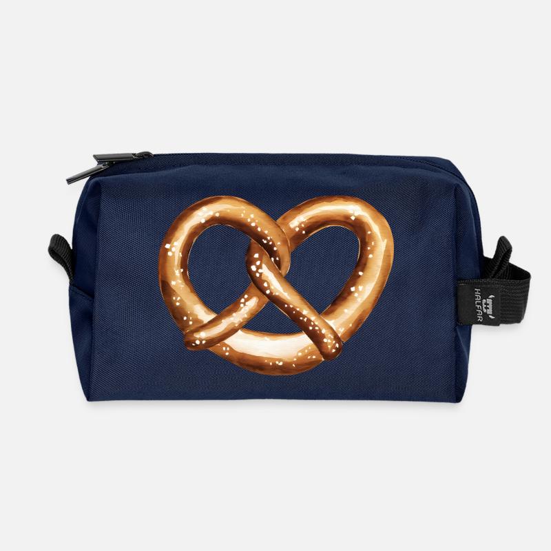 Heart Shaped Pretzel - Recycled Toiletry Zip Bag - navy