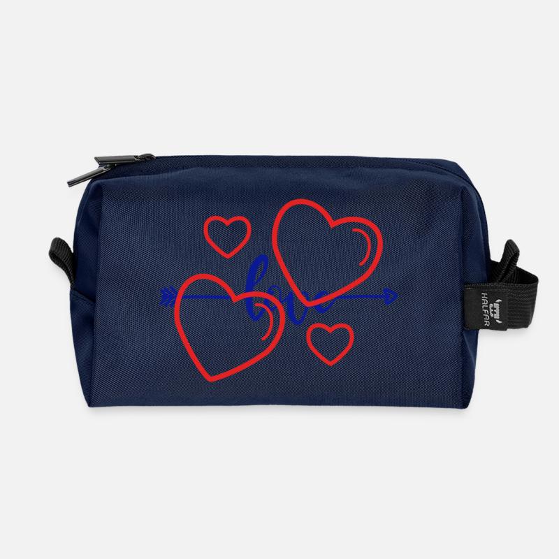 Herz und Liebe - Recycelte Kulturtasche - Navy
