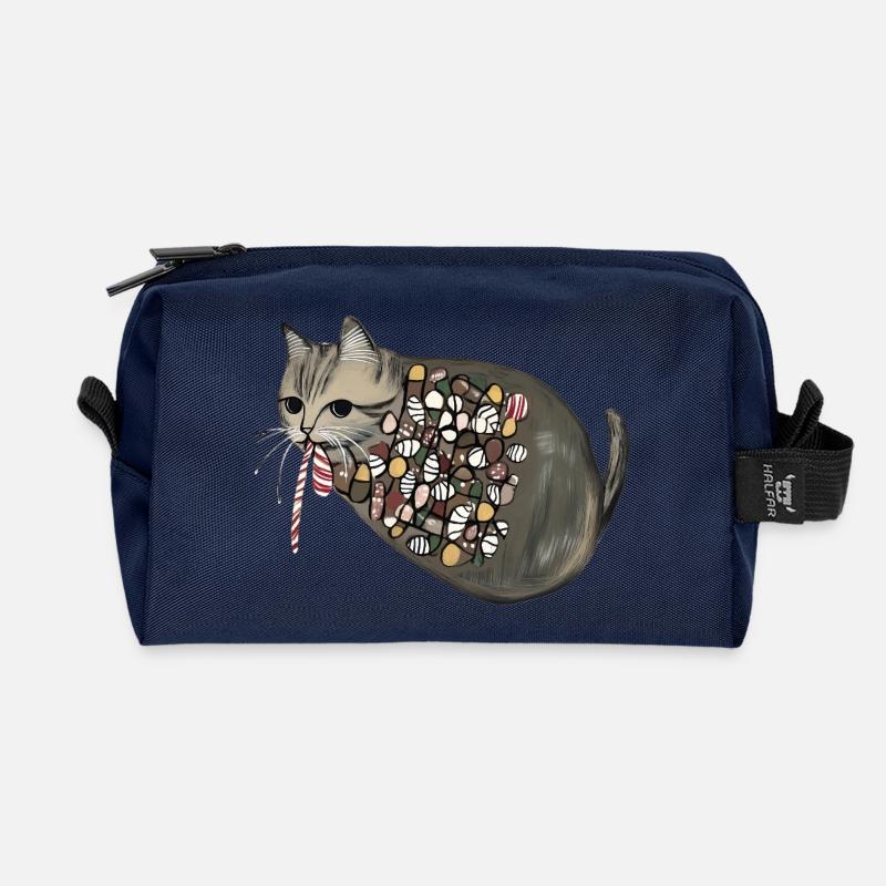 Candy Pattern Candy Cat - Recycelte Kulturtasche - Navy
