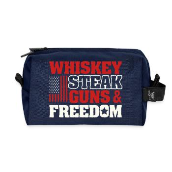 Whiskey Steak Guns Freedom Patriotic USA Flag Art - Recycelte Kulturtasche - Navy - Vorne