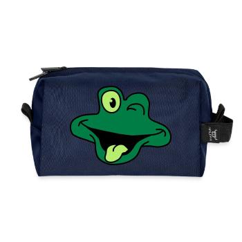 Cheeky Comic Frog Face - Recycelte Kulturtasche - Navy - Vorne