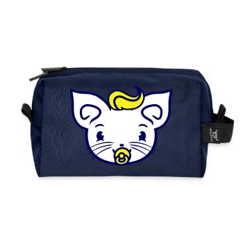 Bébé chat mignon tétine chaton enfant visage - Trousse de toilette en tissu recyclé - marine - Devant