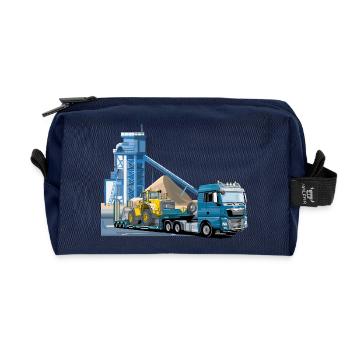 Remorque surbaissée dans la gravière - Trousse de toilette en tissu recyclé - marine - Devant
