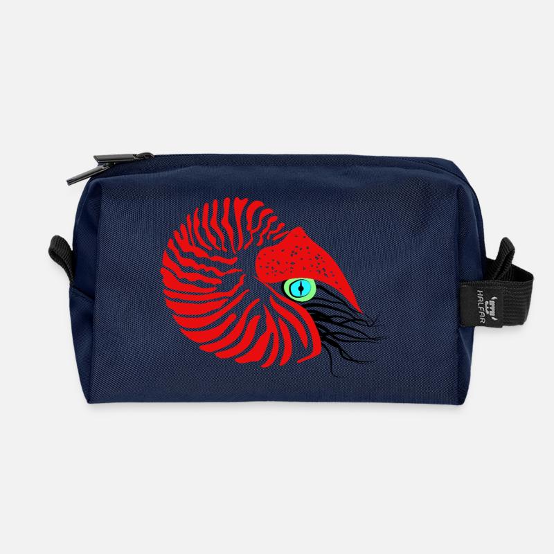 Perlboot, Ammonit, Kopffüßer, Nautilus - Recycelte Kulturtasche - Navy