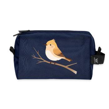 Kleiner Vogel auf Ast Naturillustration - Recycelte Kulturtasche - Navy - Vorne