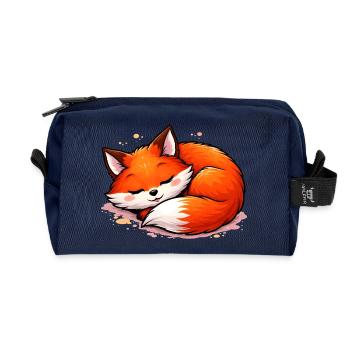 Schlafender Fuchs – niedliches Tiermotiv - Recycelte Kulturtasche - Navy - Vorne