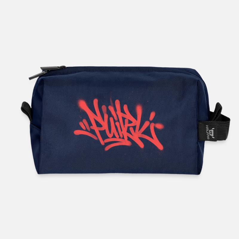 Graffiti Spray Abstrait Tag Rouge - Trousse de toilette en tissu recyclé - marine