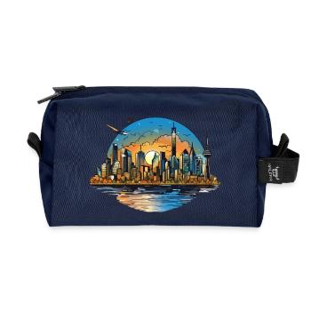 Sonnenuntergang Skyline Spiegelung - Recycelte Kulturtasche - Navy - Vorne