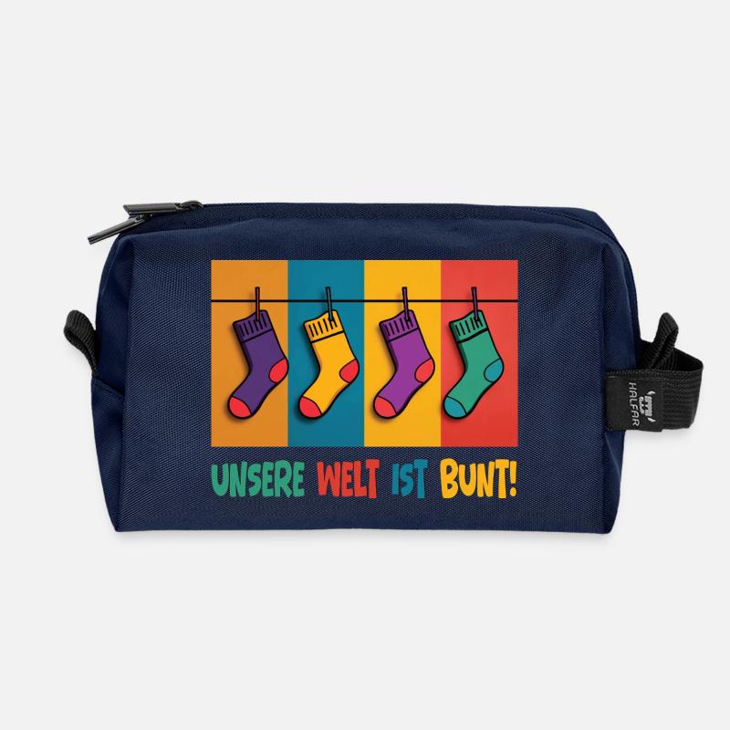 Unsere Welt ist bunt! - Welt-Down-Syndrom-Tag - Recycelte Kulturtasche - Navy