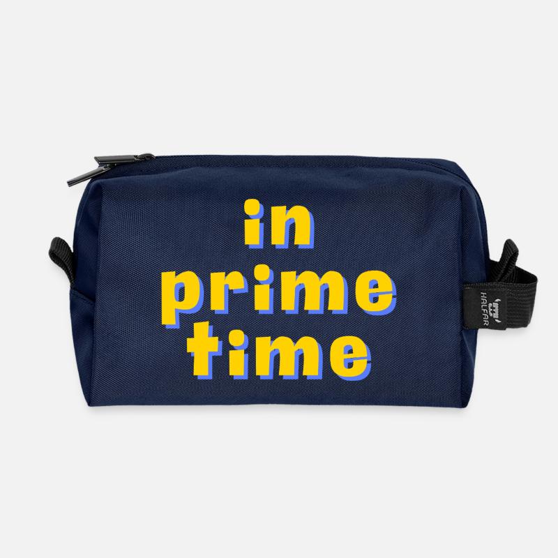 In Prime Time Retro 3D Typografie - Recycelte Kulturtasche - Navy