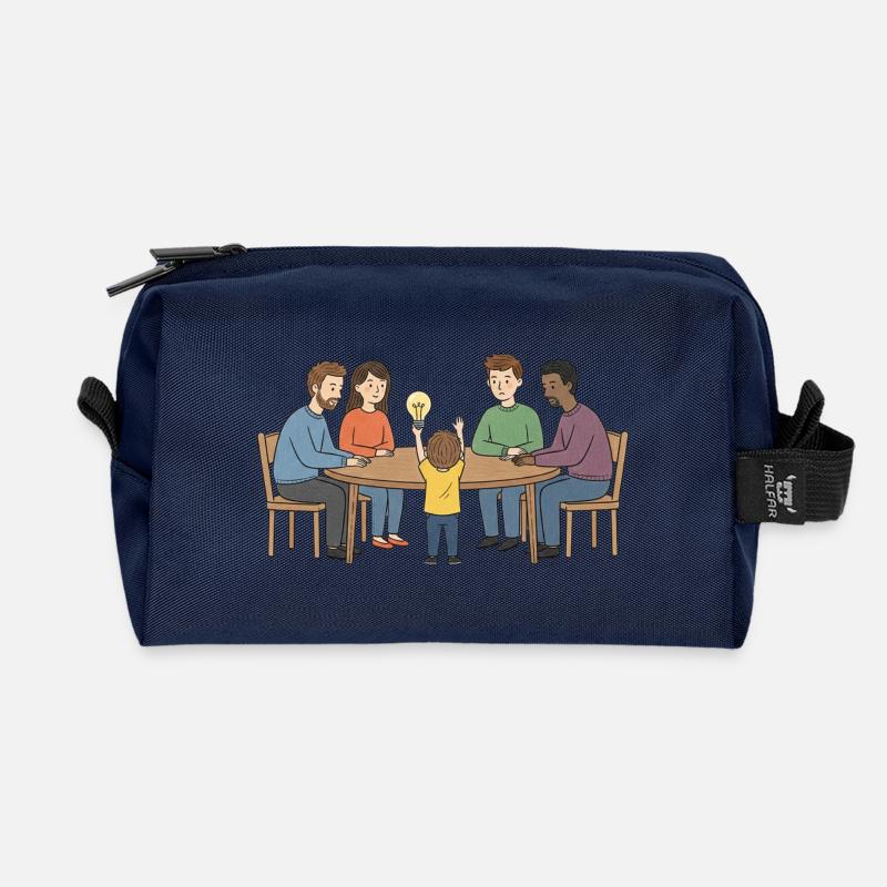 Collective idea around a table - Recycled Toiletry Zip Bag - navy