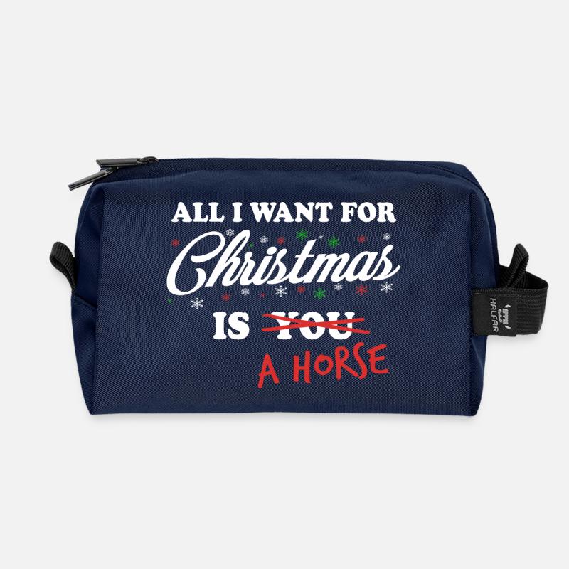 Zu Weihnachten möchte ich ein Pferd a Horse - Recycelte Kulturtasche - Navy