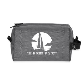 Voile Vie Belle bateau cadeau de vent jolle - Trousse de toilette en tissu recyclé - anthracite - Devant