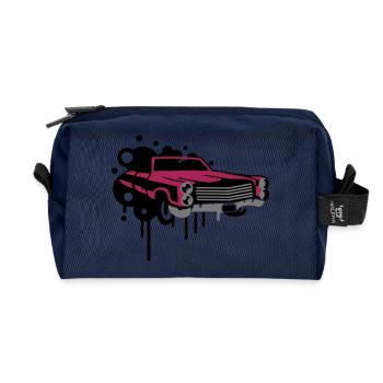 Graffiti de voitures anciennes - Trousse de toilette en tissu recyclé - marine - Devant