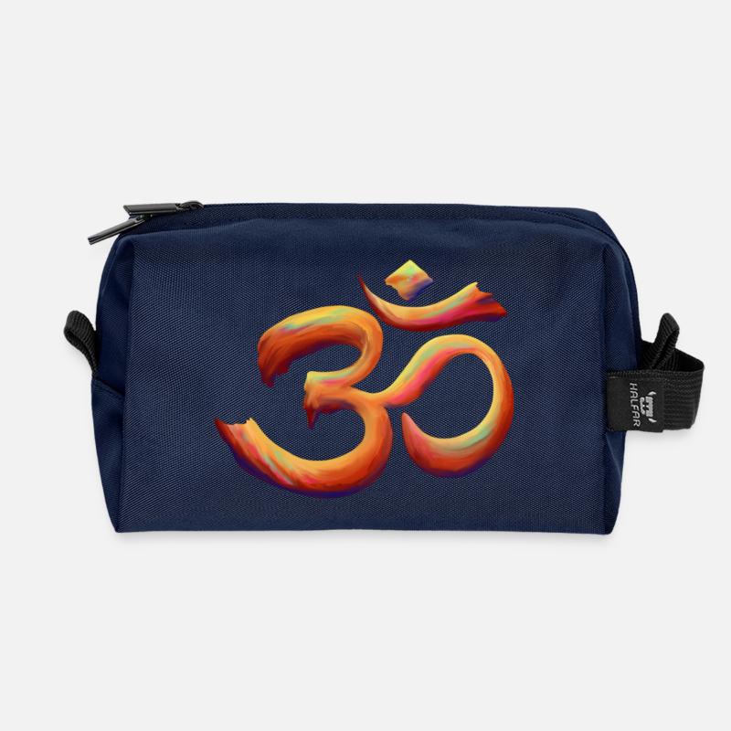 Om Regenbogenbürste - Recycelte Kulturtasche - Navy