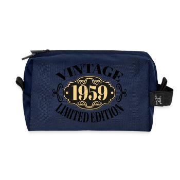 Vintage 1959 65th Birthday Men Women 65 Years Old - Recycled Toiletry Zip Bag - navy - Front