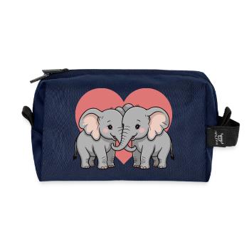 Elefant Paar Herz - Recycelte Kulturtasche - Navy - Vorne