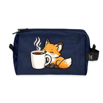 Kuschelfuchs mit Kaffee - Recycelte Kulturtasche - Navy - Vorne