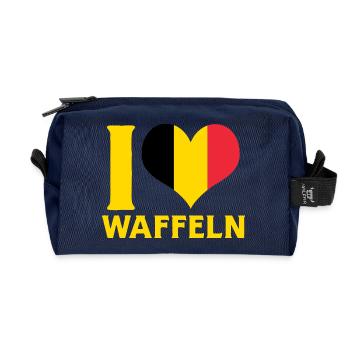 I Love Waffeln Belgium Flag Heart Food Design - Recycelte Kulturtasche - Navy - Vorne