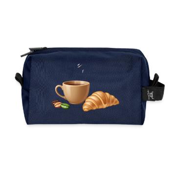 Moment Croissant au Café - Trousse de toilette en tissu recyclé - marine - Devant