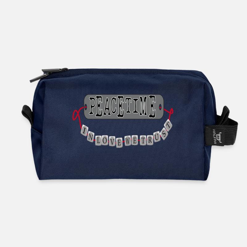 LOVE PEACE - Recycled Toiletry Zip Bag - navy