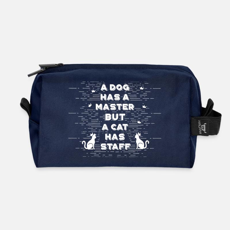 cat - Recycled Toiletry Zip Bag - navy