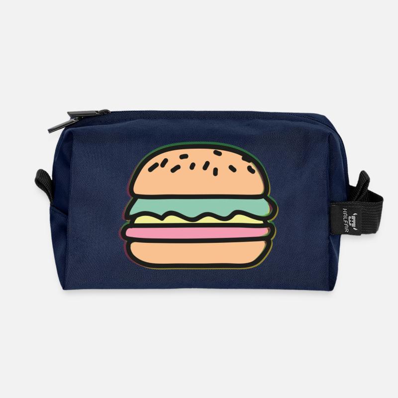 Burger Illustration - Recycelte Kulturtasche - Navy