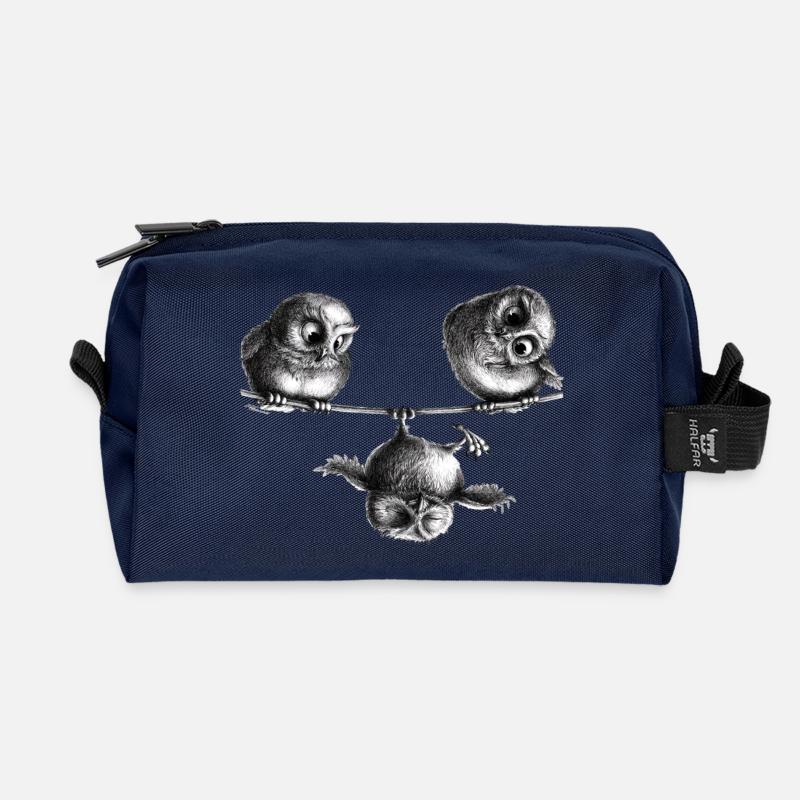 Three Owls - Freedom and Fun - Recycled Toiletry Zip Bag - navy
