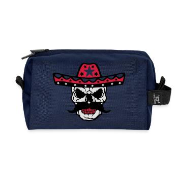 tete de mort chapeau mexicain crane 58 - Trousse de toilette en tissu recyclé - marine - Devant
