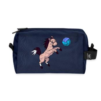 Süßes Pferd spielt Volleyball und Springt Grunge - Recycelte Kulturtasche - Navy - Vorne