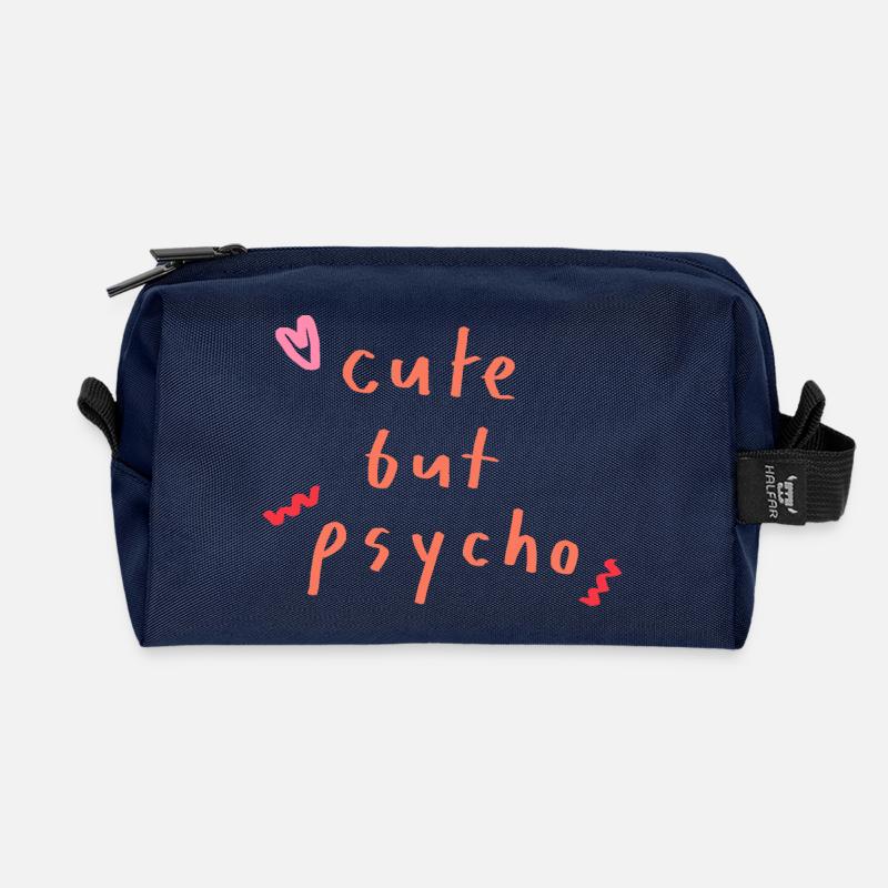cute but psycho - Recycled Toiletry Zip Bag - navy