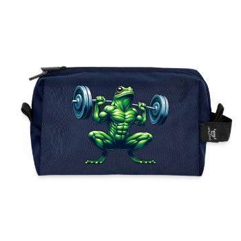 Muskulöser Frosch Gewichtheber Fitness - Recycelte Kulturtasche - Navy - Vorne
