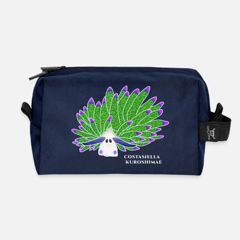 Blatt-Schaf-Schnecke, Zeichnung - Recycelte Kulturtasche - Navy