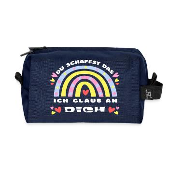 GLÜCKSBRINGER: Du schaffst das! Ich glaub an dich! - Recycelte Kulturtasche - Navy - Vorne